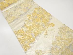 若松に群鶴模様織り出し　袋帯